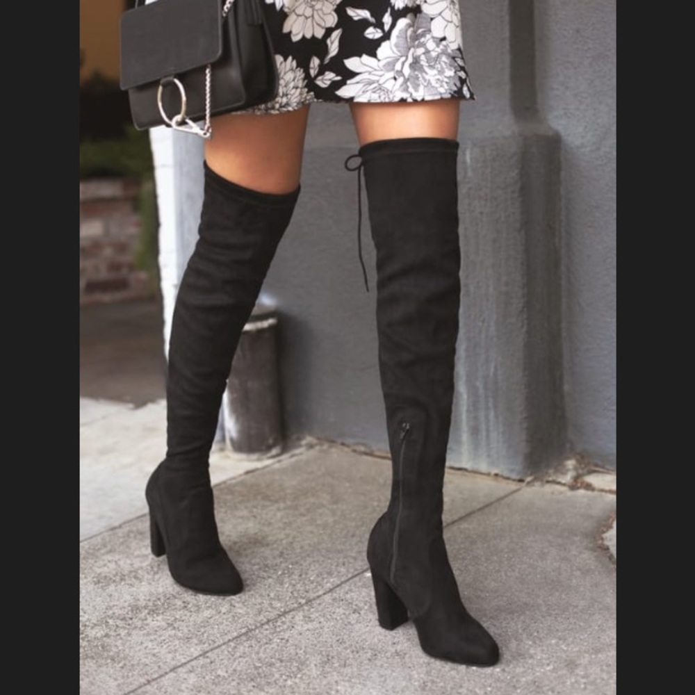 NWT Black suede over the knee boots size 8.5